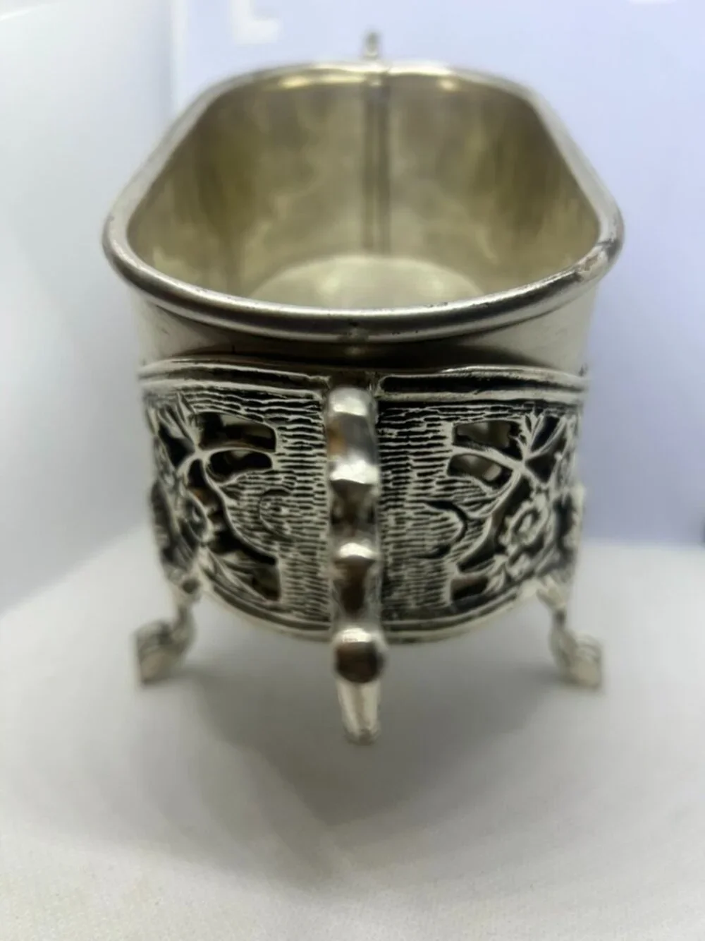Antique! Silver-Plated Ornate Basket With Ornate Floral Rococo Design ~11
